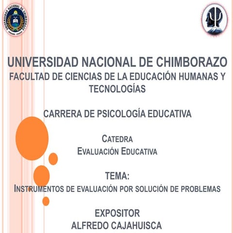 Instrumentos de Evaluación por solución de problemas