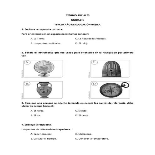 Evaluaciones estudios sociales tercero