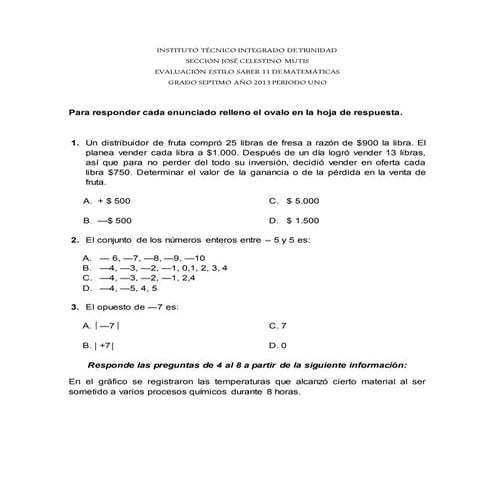 Evaluacion estilo prueba saber 7° p1