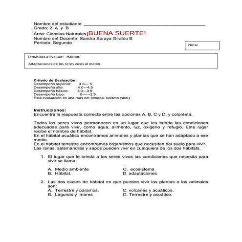 Evaluacion Final Segundo Periodo