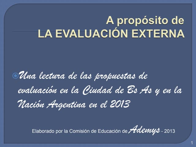 Evaluación de la Educación en Ciuda...