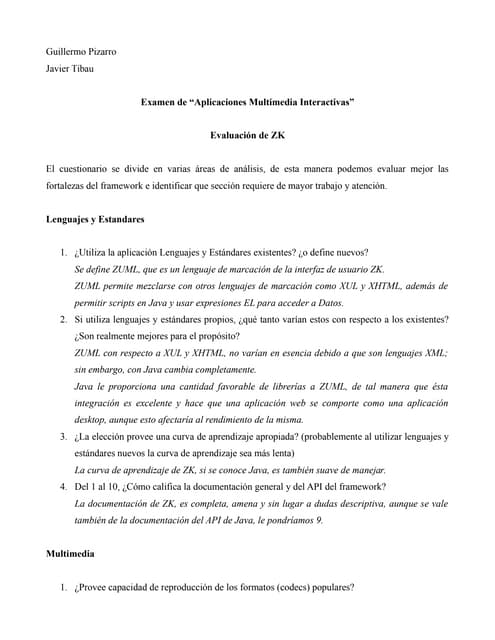 Evaluación de ZK