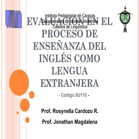Evaluación ILE (Introduction to the course - Preliminaries)