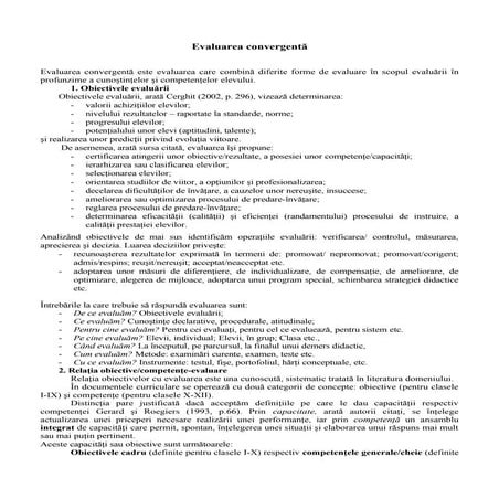 Evaluarea convergenta