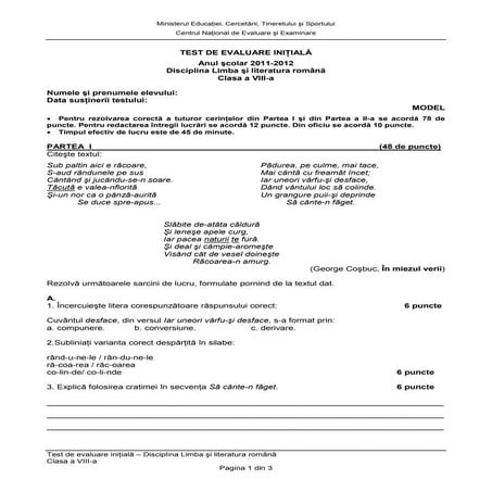 Evaluare initiala lb_romana_cls_8_sub