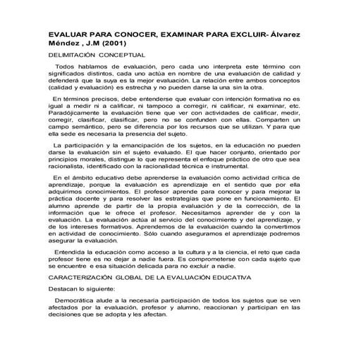 Evaluar para conocer
