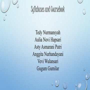 Syllabuses and Coursebook 