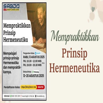 PPT Evaluasi Keseluruhan Kelas Mempraktikkan Prinsip Hermeneutika (MPH) 2025