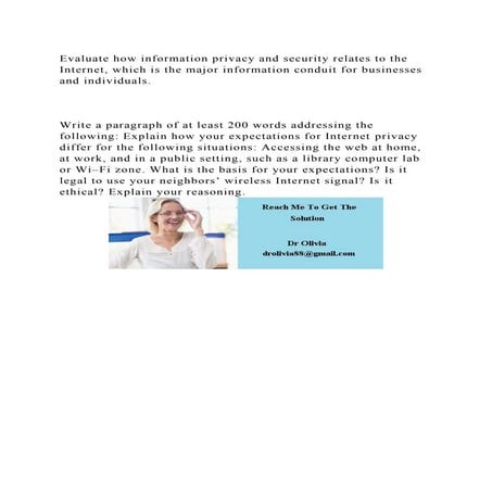 Evaluate how information privacy and security relates to the Interne.docx