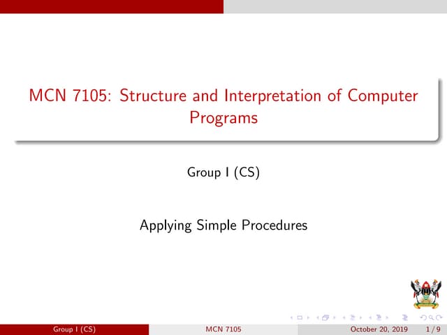 Evaluate procedures