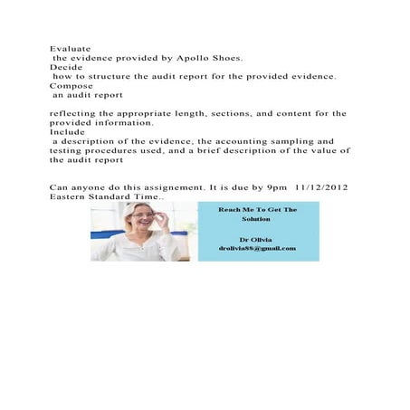 Evaluate the evidence provided by Apollo Shoes.Decide how to s.docx