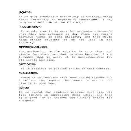 Evaluating a website for developing writing skills.