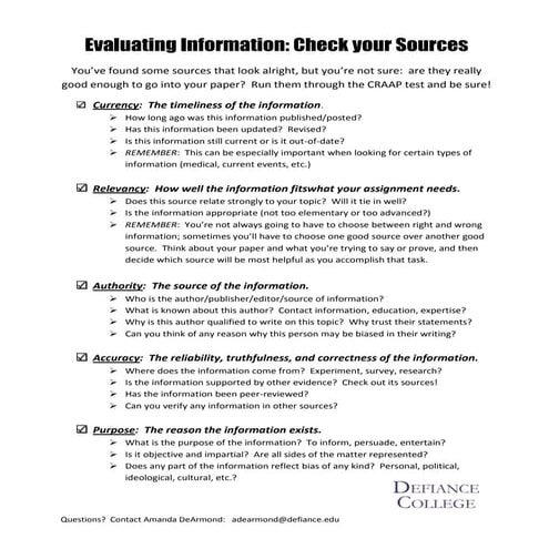 Evaluating Information handout