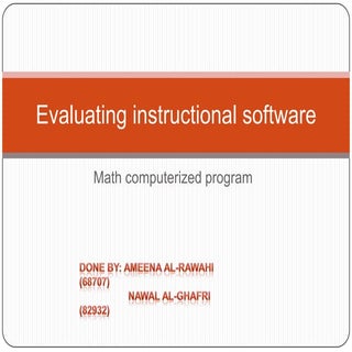 Evaluating instructional software