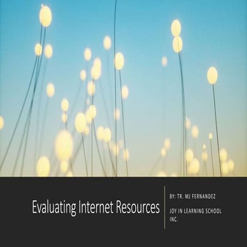 Evaluating internet resources