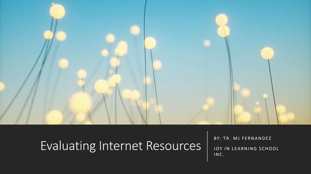 Evaluating internet resources