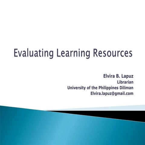Evaluating learning resources