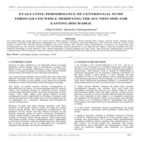 Evaluating performance of centrifugal pump through cfd while modifying the su...