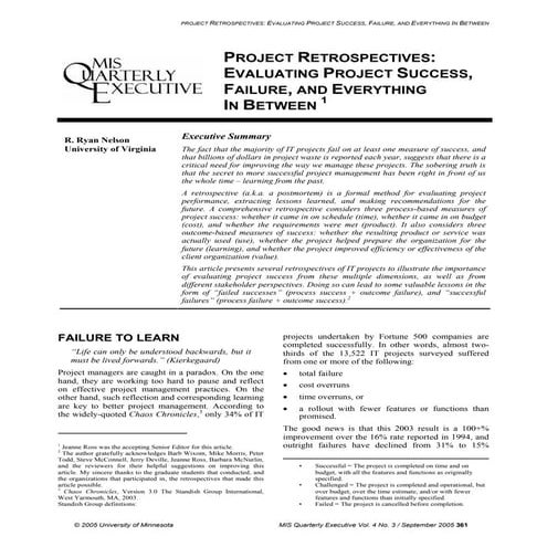 Evaluating Project Success