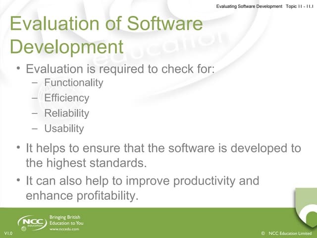 Evaluating software development