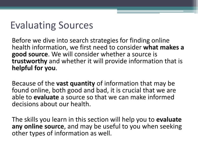 Beautiful view of Evaluating Online Sources For Informational Value