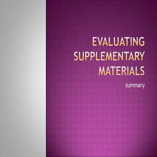 Evaluating supplementary materials ...