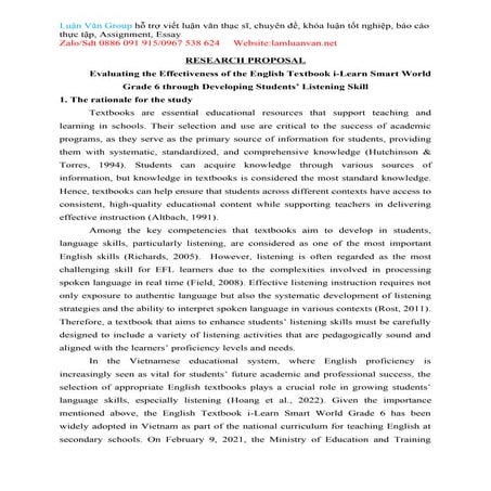 Evaluating the Effectiveness of the English Textbook i-Learn Smart World Grad...