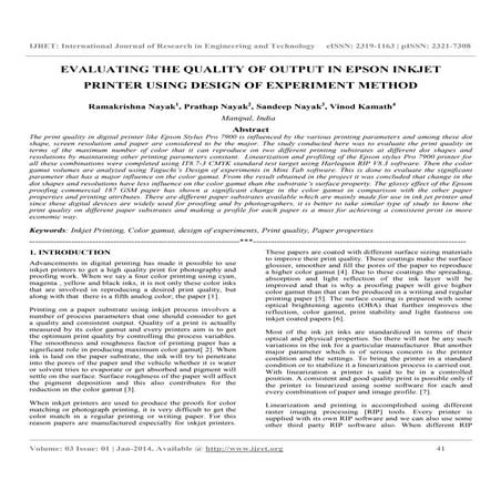 Evaluating the quality of output in epson inkjet