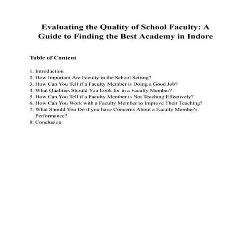 Evaluating the Quality of School Faculty A Guide to Finding the Best Academy ...