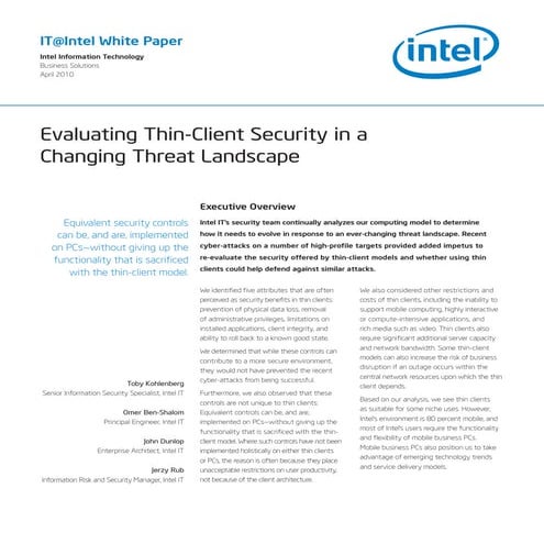 Evaluating thin client_security