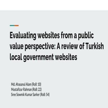 Evaluating websites from a p public value perspective: a review of ...