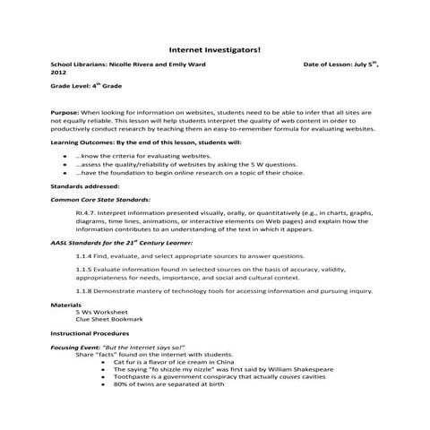 Evaluating websiteslesson