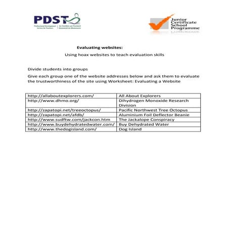 Evaluating websites using hoax sites activity 2