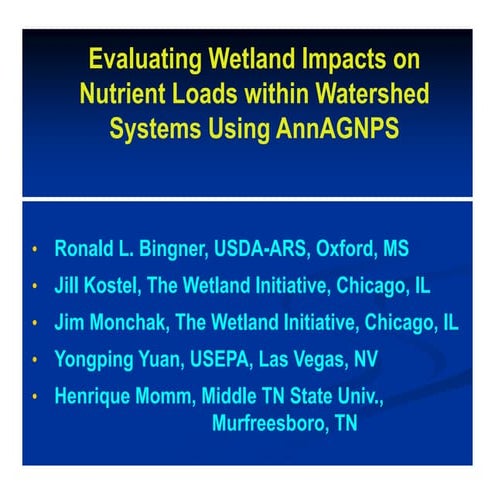 Evaluating wetland impacts on nutrient loads