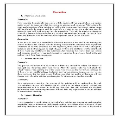 Evaluation