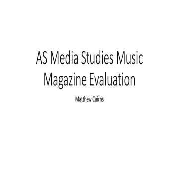 AS Media Studies Music Magazine Evaluation