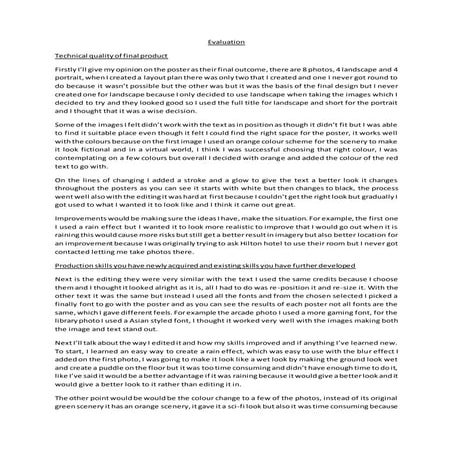 Final Major Project Evaluation