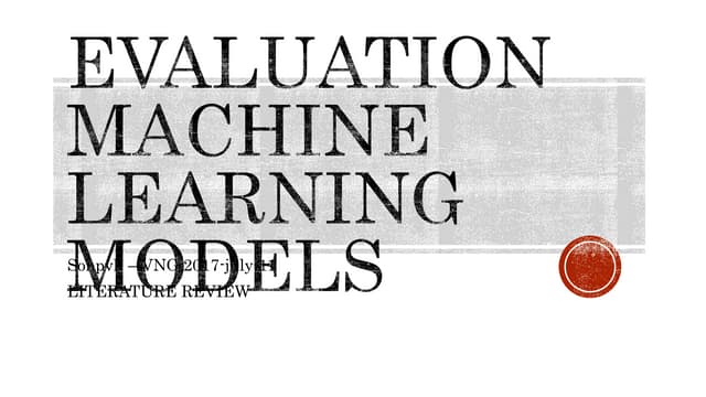Model evaluation - machine learning