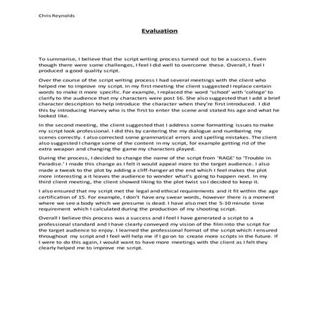 Evaluation of script | DOCX