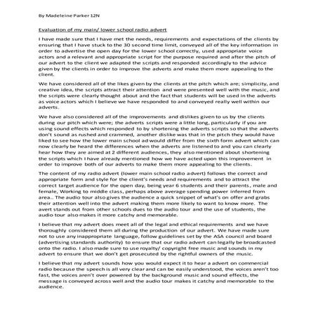Radio programme evaluation EF | DOCX