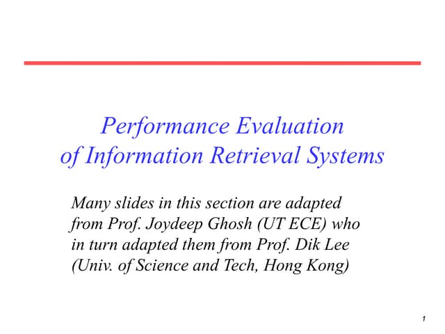 Performance evaluation of IR models