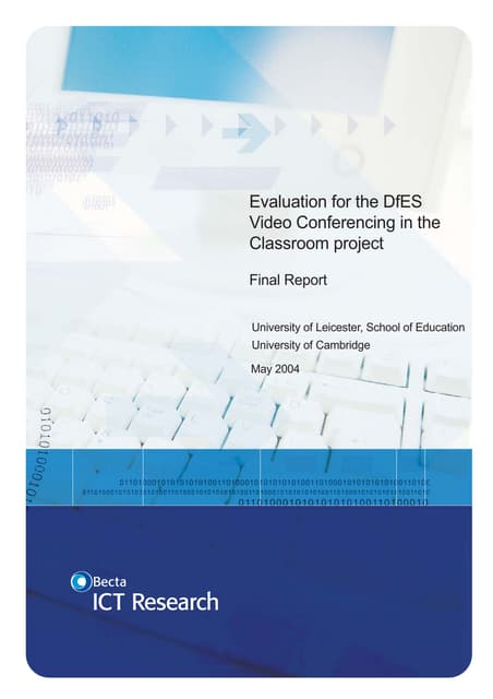 Evaluation for the DfES video conferencing in the classroom ...