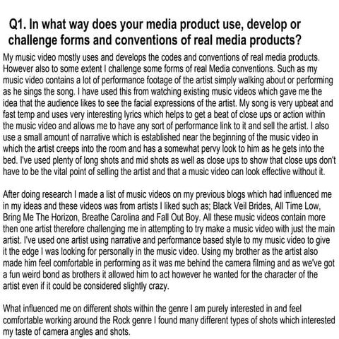 Evaluation   music video