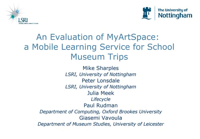 Evaluation My Art Space mLearn 2007...