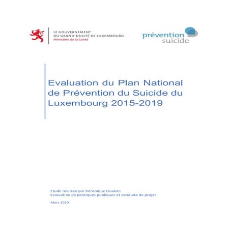 Rapport d'évaluation du plan national de prévention du suicide au Luxembourg