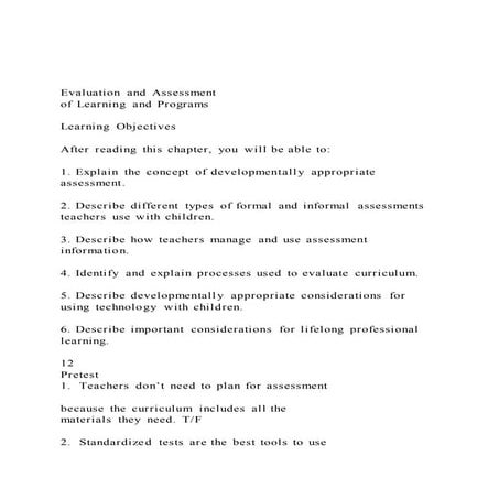 Evaluation and Assessment of Learning and ProgramsLearni