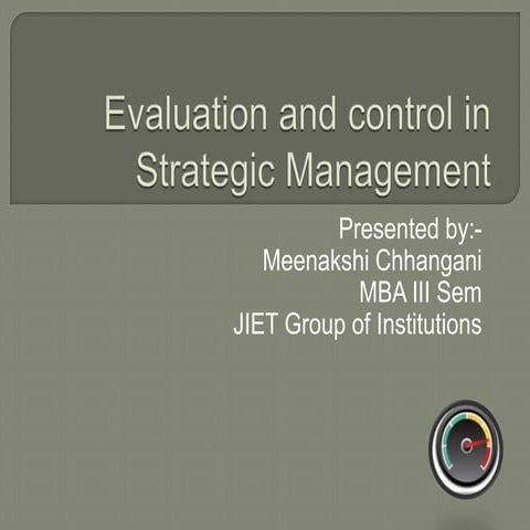 Evaluation and control in strategic management