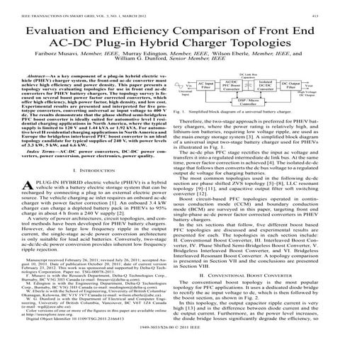 Evaluation and efficiency comparison of front end ac dc plug-in hybrid charge...