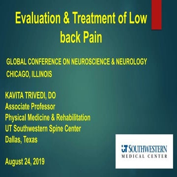 Evaluation and treatment of low back pain chicago aug 2019