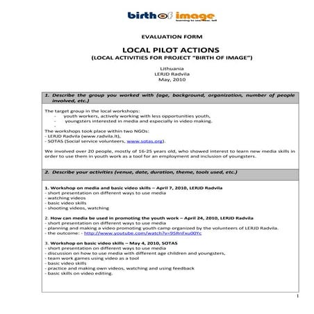 Birth of Image - Lithuanian Local Pilot Actions - Good Practices